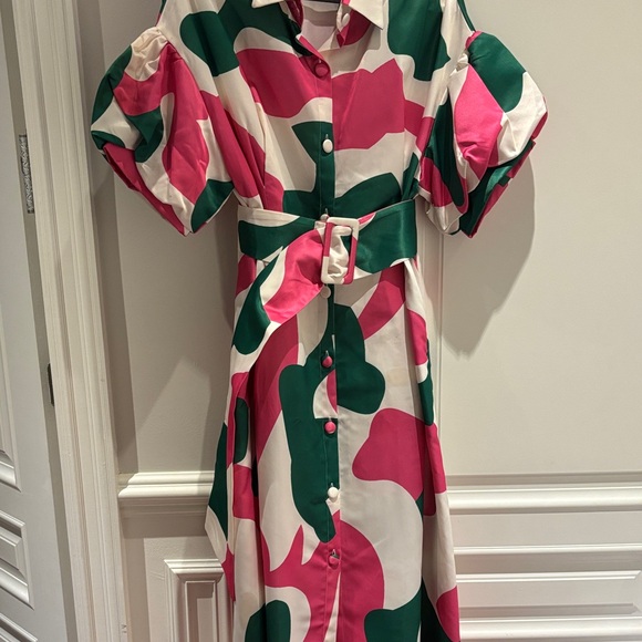 N By Nancy Dresses | Stylish Pink And Green Midi Dress | Color: Green/Pink | Size: Xxxl | Grabitfirst's Closet